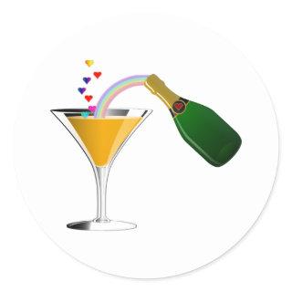 Champagne Toast Classic Round Sticker