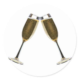 Champagne Toast Classic Round Sticker