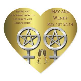 Champagne Toast Lesbian Handfasting Heart Heart Sticker