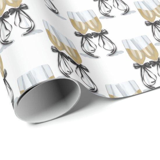 champagne toast with ribbon