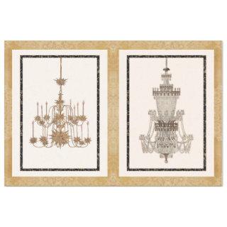 Chandelier Vintage French Architectural Drawing Tissue Paper