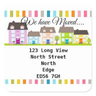 Change of address row of houses square sticker