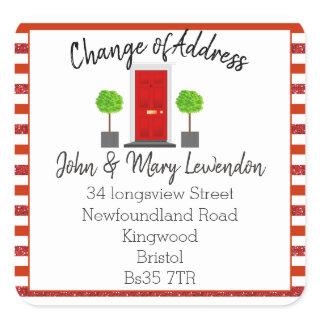 Change of Address sticker front door red glitter