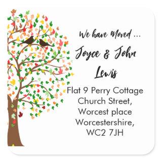 Change of Address Stickers autumn fall family tree