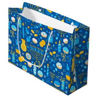 Chanukah Celebrating Gelt Blue Large Gift Bag