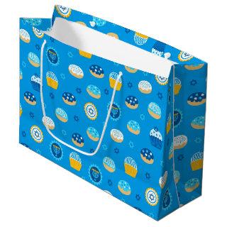 Chanukah Jewish Star Cupcakes Blue Large Gift Bag