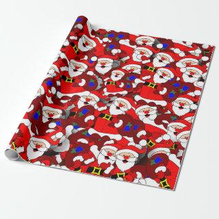 Chaotic Santa Carrying Sack Collage Pattern