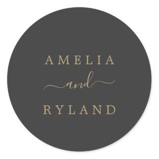 Charcoal Gray and Gold Wedding Envelope Seals