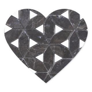 Charcoal Grey Mosaic |  flower of life pattern Heart Sticker