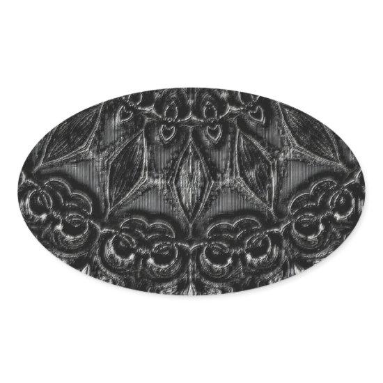 Charcoal Mandala   Oval Sticker