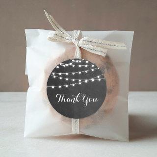 Charcoal String Lights Thank You Sticker