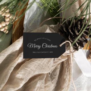 Charcoal Very Merry Christmas Family Name Gift Tags