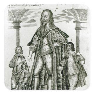 Charles I with his Children Square Sticker