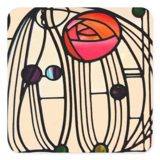 Charles Rennie Mackintosh Stained Glass Square Sticker