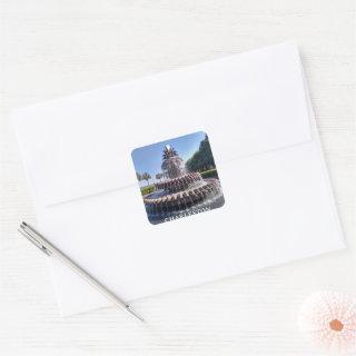 Charleston South Carolina Pineapple Fountain Square Sticker