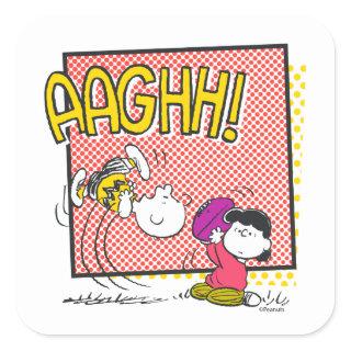 Charlie Brown and Lucy Football Comic Graphic Square Sticker