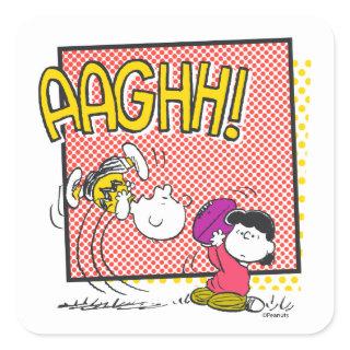 Charlie Brown and Lucy Football Comic Graphic Square Sticker