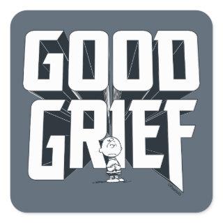 Charlie Brown "Good Grief" Rock Band Tee Graphic Square Sticker