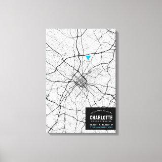 Charlotte City Map + Mark Your Location Canvas Print