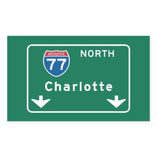Charlotte, NC Road Sign Rectangular Sticker