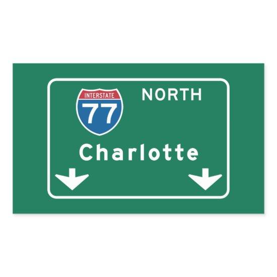 Charlotte, NC Road Sign Rectangular Sticker