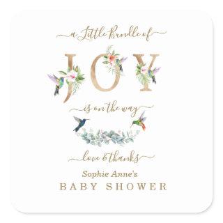 Charm Little Bundle Of Joy Hummingbird Baby Shower Square Sticker