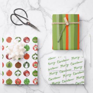 Charming Christmas Ornaments Xmas Stripes Variety  Sheets