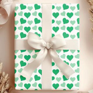 Charming Green Hearts on White