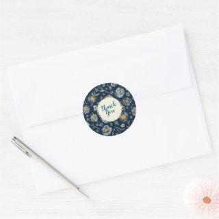 Charming Painted Poppy Floral Thank You Classic Round Sticker