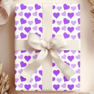 Charming Purple Hearts on White
