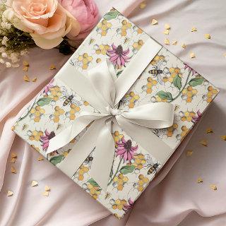 Charming Queen Bee, Honeycomb & Exotic Flowers