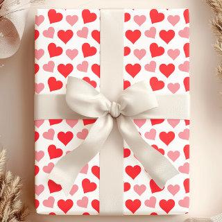Charming Red Pink Hearts on White