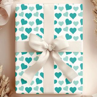 Charming Teal Hearts on White