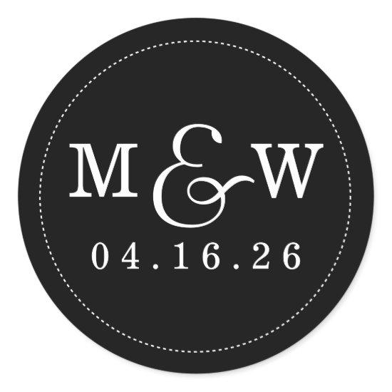 Charming Wedding Monogram Sticker - Black