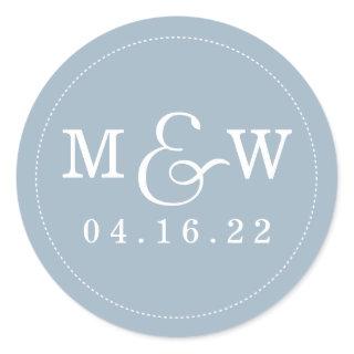 Charming Wedding Monogram Sticker Dusty Blue