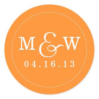 Charming Wedding Monogram Sticker - Orange