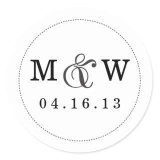 Charming Wedding Monogram Sticker - White