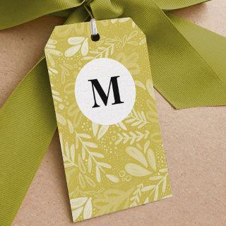 Chartreuse Bramble | Festive Botanical Monogram Gift Tags