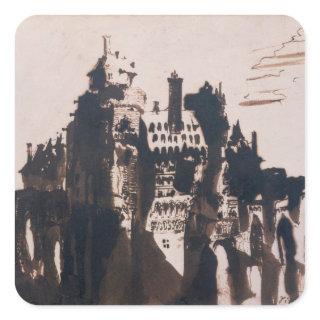 Chateau fortified by two Bridges Square Sticker