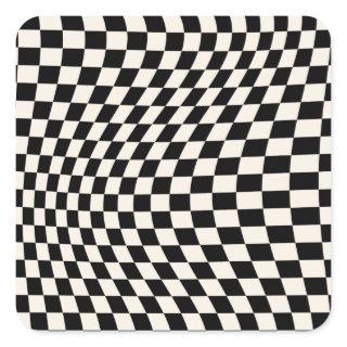 Check Black And Cream White Pattern Checkerboard Square Sticker