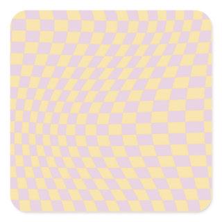 Check Lilac Yellow Checkerboard Checkered Pattern Square Sticker