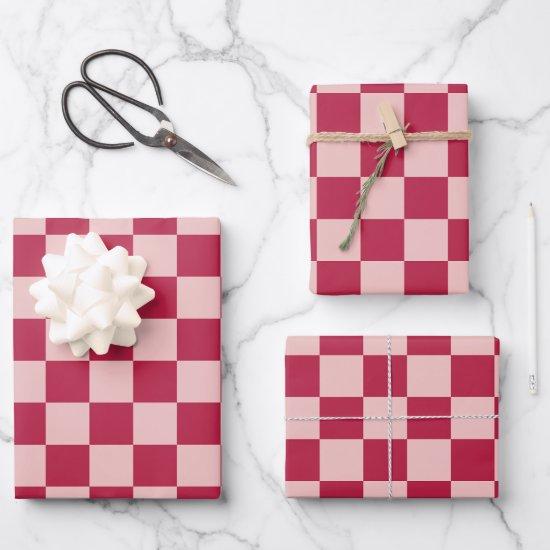 Check Magenta And Peach Pattern Checkerboard  Sheets