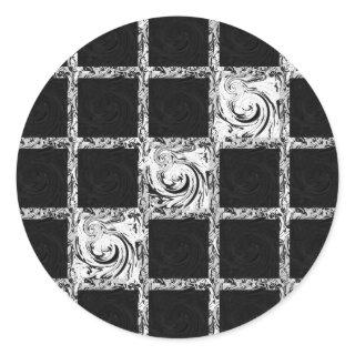 check pattern classic round sticker
