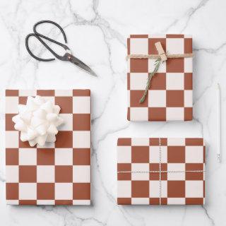 Check Rust Checkered Terracotta Checkerboard  Sheets