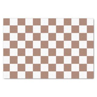 Checker squares mocha brown white geometric retro tissue paper