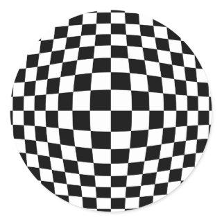 Checkerboard optical illusion classic round sticker