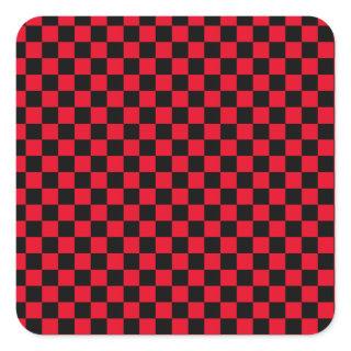 Checkerboard pattern black red square sticker