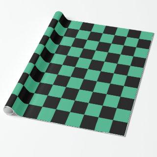Checkered Aqua Green and Black