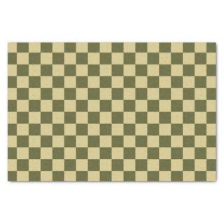 Checkered Army Green and Khaki Tissue Paper