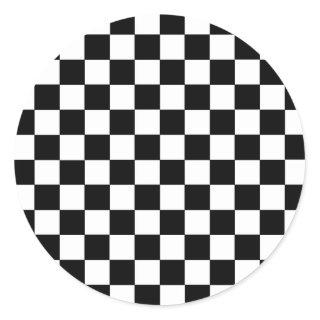 Checkered Black and White Classic Round Sticker